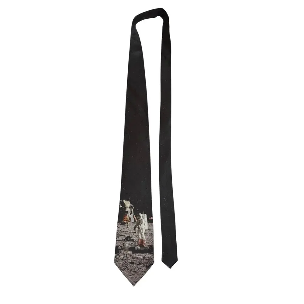Lunar Landing Space Astronaut Moon Novelty Necktie Polyester Three Rooker
